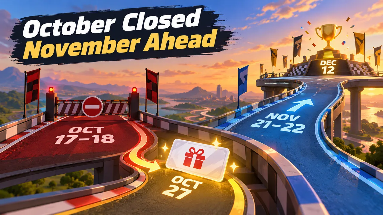 A finished race bracket points toward an October My Nintendo reward card and a separate November qualifier leading to a December championship.